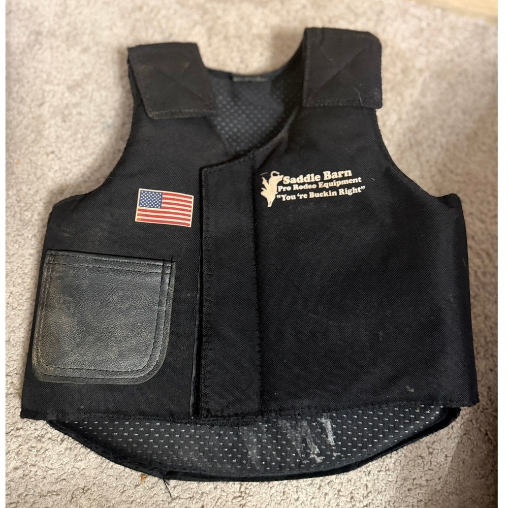 Saddle Barn Pro Rodeo Youth Protective Vest Small S/B Bull Riding Black